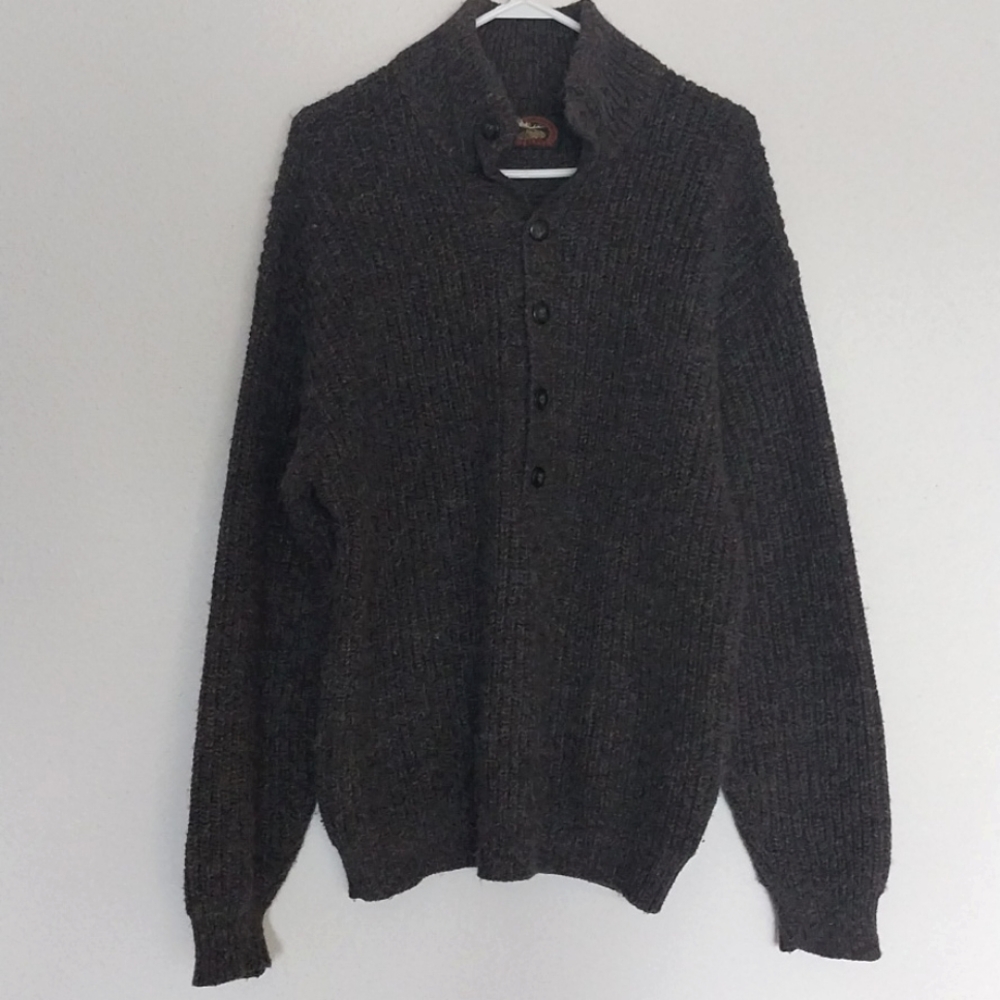 ALPS Men's Dark Brown Grayish Wool blend Pullover Sweater Size L